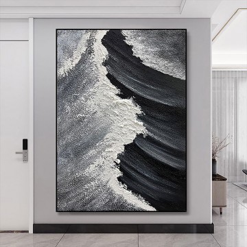 Noire et blanche œuvres - Noir blanc Plage vague sable 04 décoration murale